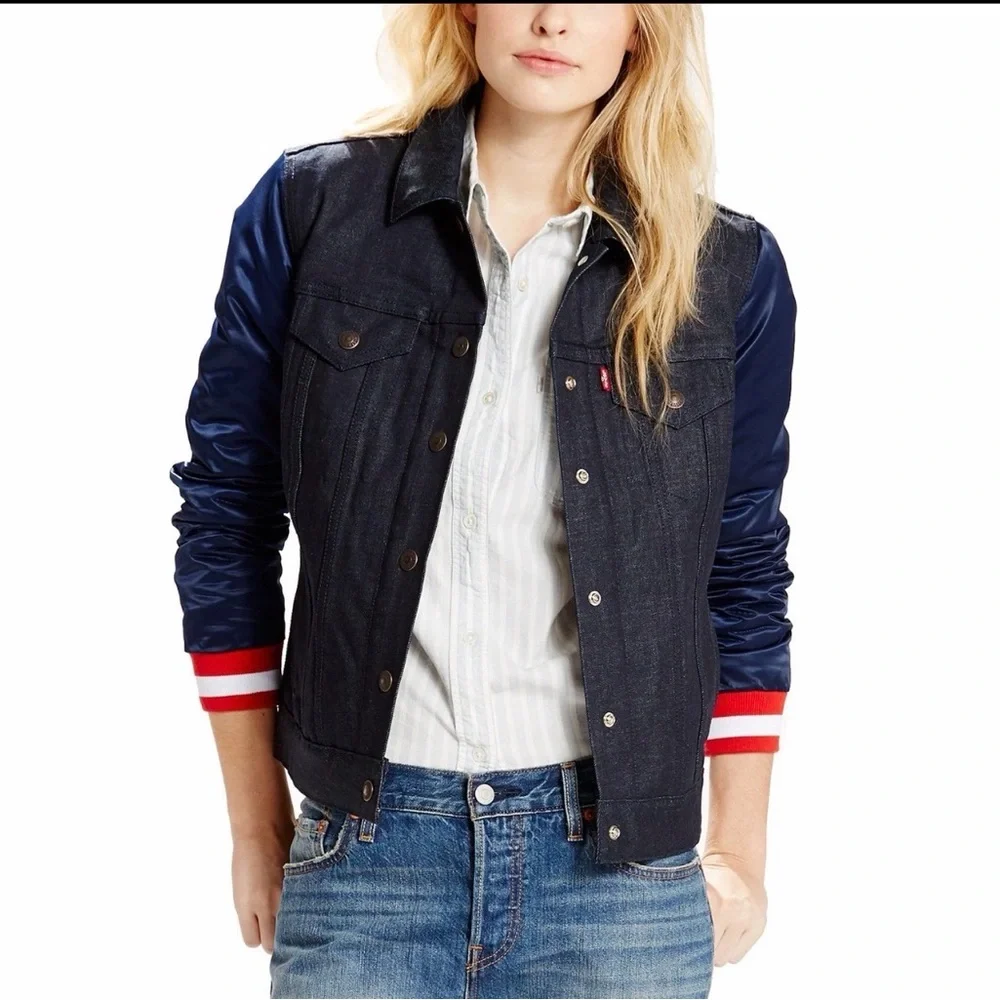 Levi's Woman’s New England Patriots NFL football denim jacket Size XXL - Picture 2 of 14